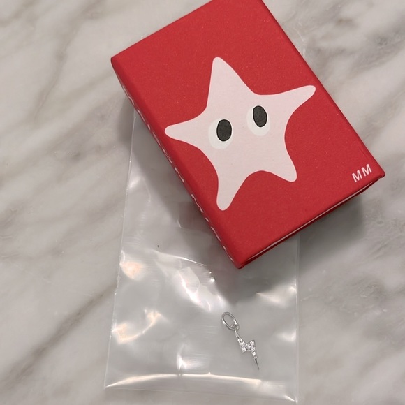 Maison Miru Sterling Silver Mini Lightning Bolt Pave Charm NEW - Picture 2 of 5